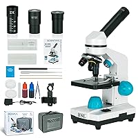 Compound Monocular Microscope for Adults Students,40X-2000X Magnification,Microscopes for Beginners,Dual LED Illumination,Phone Adapter,B