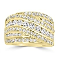 2.10 ct Ladies Round Cut Diamond Anniversary Ring in 14 kt Yellow Gold