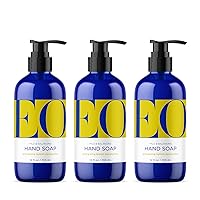 EO Liquid Hand Soap, 12 Ounce (Pack of 3), Lemon and Eucalyptus, Organic Plant-Based Gentle Cleanser with Pure Essential Oils
