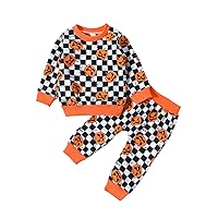 Toddler Baby Boy Girl Halloween Outfits Long Sleeve Cute Pumpkin Sweatshirt Pants Set 2Pcs Fall Winter Clothes