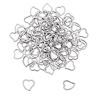 UNICRAFTALE About 100pcs Stainless Steel Links Heart Links Connector Findings Silver Tones Large Hole Charms for Women Men DIY Necklace Bracelet Jewelry Making 14.5x15x1.5mm