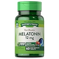 Melatonin 12mg | 60 Fast Dissolve Tablets | Natural Berry Flavor | Vegetarian, Non-GMO, Gluten Free | by Nature's Truth