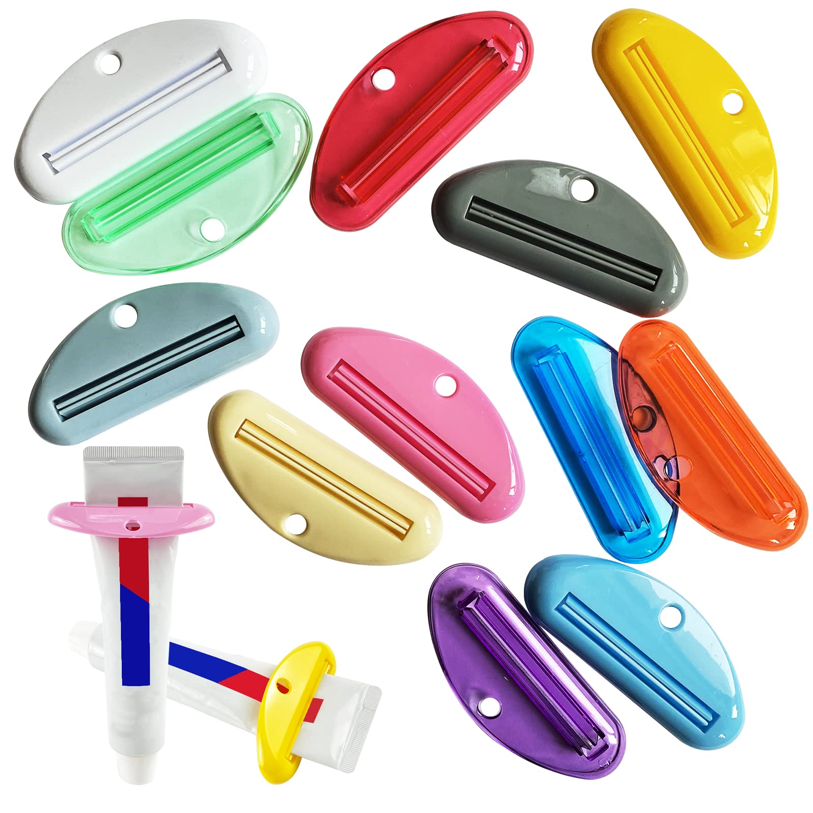 MUXGOA Toothpaste Squeezer,12 Pcs Multicolor Tube Squeezer Holders Toothpaste Clips for Bathroom