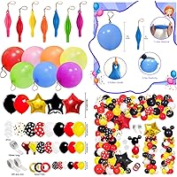 26pcs 7 Color Punch Balloons and 142pcs Mickey Mouse Balloons for Cartoon Mickey Theme Birthday Shower Decorations