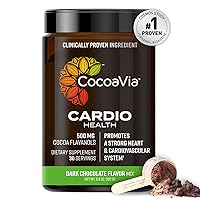 CocoaVia Cardio Health Cocoa Powder, 30 Servings, 500mg Cocoa Flavanols, Heart Health, Blood Pressure, Boost Nitric Oxide, Improve Circulation, Energy, Preworkout, Vegan, Dark Chocolate Cacao