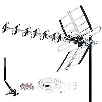 Five Star HDTV Antenna 2024 Newest Version with 4K up to 200 Mile Range, 12dBi High Gain Amplifier, Antenna Mount, 40ft RG6 Coaxial Cable, UHF/VHF, ATSC 3.0 Compatible