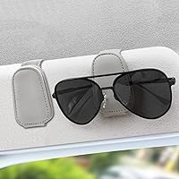 2 Pack Sunglass Holder for Car, Magnetic Leather Eyeglass Hanger Sunglass Clip for Car Visor, Car Sunglass Holder Organizer Storage, Car Interior Accessories (2PCS, Gray)