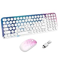 2.4GHz USB Wireless Keyboard and Mouse Ultra-Thin Cordless Compact-Sized Silent Retro Computer Keyboard Mouse Combo for PC Computer/Laptop/Windows/Mac/Tablets/Apple iPad (Graffiti Blue)