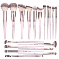 Makeup Brushes, 18 Pcs Professional Premium Synthetic Make Up Brushes, Foundation Powder Concealers Eye Shadows Makeup Brush Set (Pink Gold)