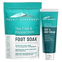 Purely Northwest Tea Tree Oil & Peppermint Foot Soak with Epsom Salt Bundled Tea Tree Oil Foot & Body Cream: Extra Strength
