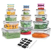 36 PCS Food Storage Containers (18 Stackable kitchen Storage Containers with 18 Lids airtight) - BPA-Free & Microwave, Dishwasher freezer Safe Meal Prep Container with Chalkboard Labels & Marker……