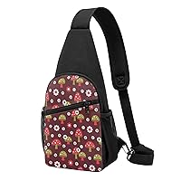 Border Collie Florals Casual Crossbody Chest Bag, Lightweight Shoulder Backpack, Women'S, Men'S Hiking Outdoor Backpacks
