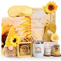 Gifts Baskets for Women - Get Well Soon Gifts Basket Self Care Package After Surgery Gift Box Sunflower Gifts Birthday Gift Thinking of You Gift Box Yellow Sunshine Unique Gift for Women-C03