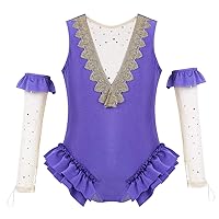 ACSUSS Kids Girls Circus Show Trapeze Costume Dance Performance Leotard with Mesh Gloves Halloween Outfits