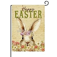 Happy Easter Flag, Spring Garden Flag Double Sided Linen Welcome Spring Garden Yard Lawn Signs for Home Outside 28