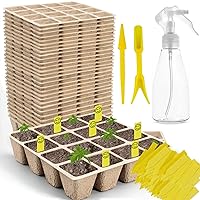 40 Pack Seedling Start Trays, 640 Cells Peat Pots, Biodegradable, Ideal for Indoor and Outdoor Use, Rose Color