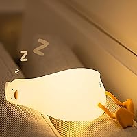 Lying Flat Duck Night Light, Cute Silicone Duck Lamp, LED Nursery Nightlight, Dimmable Bedside Touch Lamp, Rechargeable Light Up Duck for Breastfeeding Toddler White