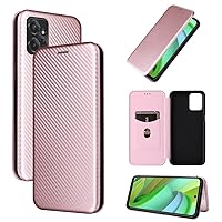 Wallet Case Compatible with Motorola Moto G Power 2023 Case, Luxury Carbon Fiber PU+TPU Hybrid Case Full Protection Shockproof Flip Case Cover for Motorola Moto G Power 2023 (Color : Pink)