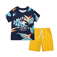Toddler Boys Short Sleeve T Shirt Shorts Outfits Child Kids Baby Prints Tops Pants Trousers Bottoms Clothes Set