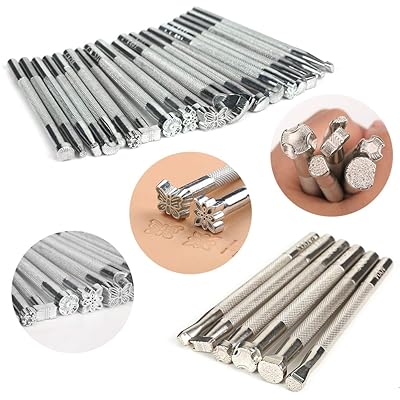 6 Pcs Leather Stamping Tools Sets, Different Shape Pressing Punch Sets,  Quality Carving Leather Craft Tools for DIY Beginners