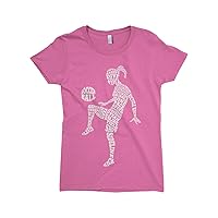 Threadrock Big Girls' Soccer Player Typography Fitted T-Shirt