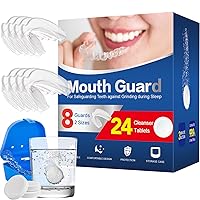 Mouth Guard for Grinding Teeth at Night, Moldable Anti Clenching Teeth Mouthguards for Sleep, 2 Sizes-Thin, Small Dental Guard for Kids, with 24 Cleaner Tablets