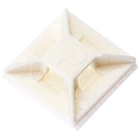 Panduit ABM1M-AT-C Cable Tie Mount, Adhesive Backed, High Temperature, 4-Way Mount, Nylon 6.6, White (100-Pack)