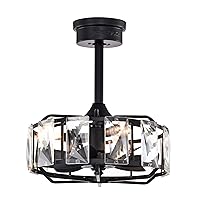 Warehouse of Tiffany Alban 16 Inch Matte Black Crystal Shade Ceiling Fan