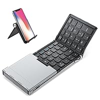 iClever Portable Keyboard, BK09 Foldable Keyboard with Number Pad for Travel, USB-C Charging Wireless Bluetooth Keyboard for iPad, iPhone, Laptop and Tablet, Sync up to 3 Devices