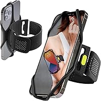 Bone Run Tie 2 Phone Holder for Running Armband Universal Cell Phone Holder, Fits Phone Size 4.7-7.2 Inches for iPhone 14 13 12 11 Pro Max XS XR Samsung Galaxy (Black-S/Arm 7.9-9.8