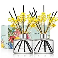 COCODOR Preserved Real Flower Reed Diffuser/Refreshing Air / 6.7oz(200ml) / 2 Pack/Reed Diffuser Set, Oil Diffuser & Reed Diffuser Sticks, Home Decor & Office