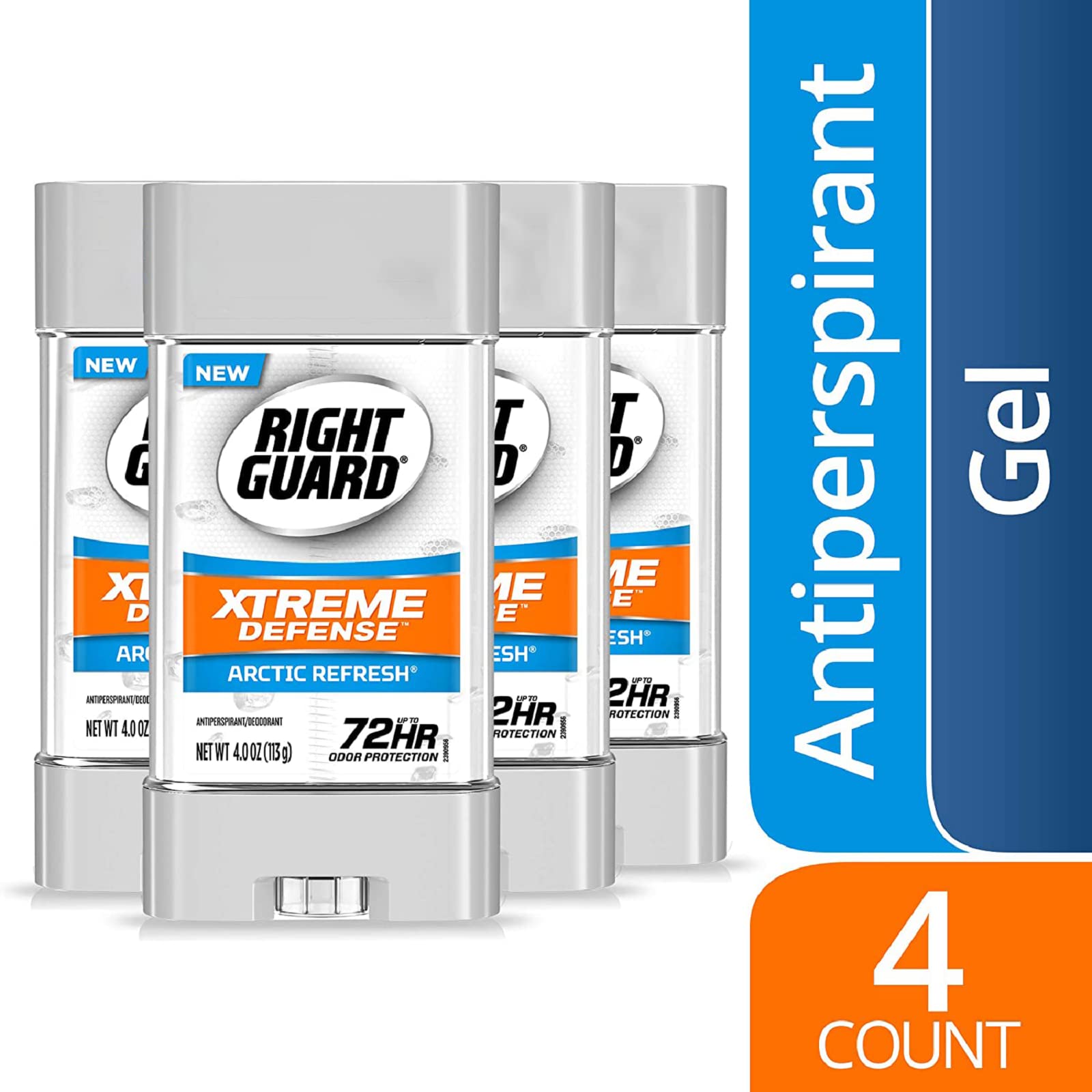 Right Guard Xtreme Defense Antiperspirant Deodorant Gel, Arctic Refresh, 4 Ounce (Pack of 4)