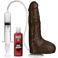 Doc Johnson Bust It - Squirting Realistic FIRMSKYN Dildo with Removable Vac-U-Lock Suction Cup - F-Machine and Harness Compatible - for Adults Only, Chocolate