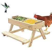Chicken Picnic Table,Chicken Feeder No Waste Handmade Wooden, DIY Chicken Feeder Kit (15.7 * 15 * 10)