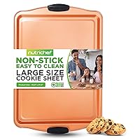 17” Non Stick Baking Pan Replacement Part, Large Copper Cookie Sheet with Black Silicone Handles, Commercial Grade Restaurant Quality Metal Bakeware, Compatible with Model NCSBS3S45, NC5PCS