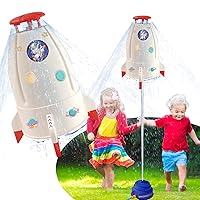 Rocket Sprinkler, Outdoor Water Sprinkler for Kids, Aerial 360-degree Rotation Space Rocket Kids Sprinklers ​for Backyard Garden, Summer Outdoor Lawns Water Spray Toy for Kids Aged 3-12 (Beige)