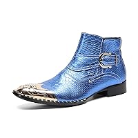 Metal-Tip Toe Genuine Leather Chelsea-Boots Bottes Beaded Zipper Buttons Fashion Comfort Ankle Dress Boot For Men