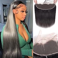 13x4 Ear To Ear Straight Lace Frontal Closure Transparent HD Human Hair With Baby Hair Knots 100% Virgin Remy Human Hair Lace Frontal Closures 150% Density Natural Color (8 Inch,Straight frontal)