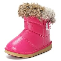Girl's Snow Boots Toddler Boots Kids Warm Winter Boots Fur Lined Waterproof Boots PU Leather Non-slip
