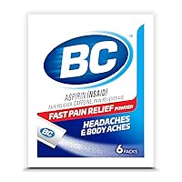 BC Powder Original Strength Pain Reliever, Aspirin Dissolve Packs, 6 Count