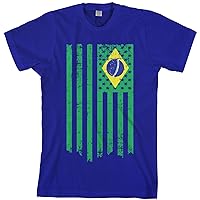 Threadrock Men's Brazil American Flag T-Shirt