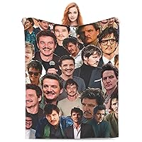 Pedro Pascal Photo Collage Soft and Comfortable Warm Fleece Blanket for Sofa,Office Bed car Camp Couch Cozy Plush Throw Blankets Beach Blankets (40x50 inch)