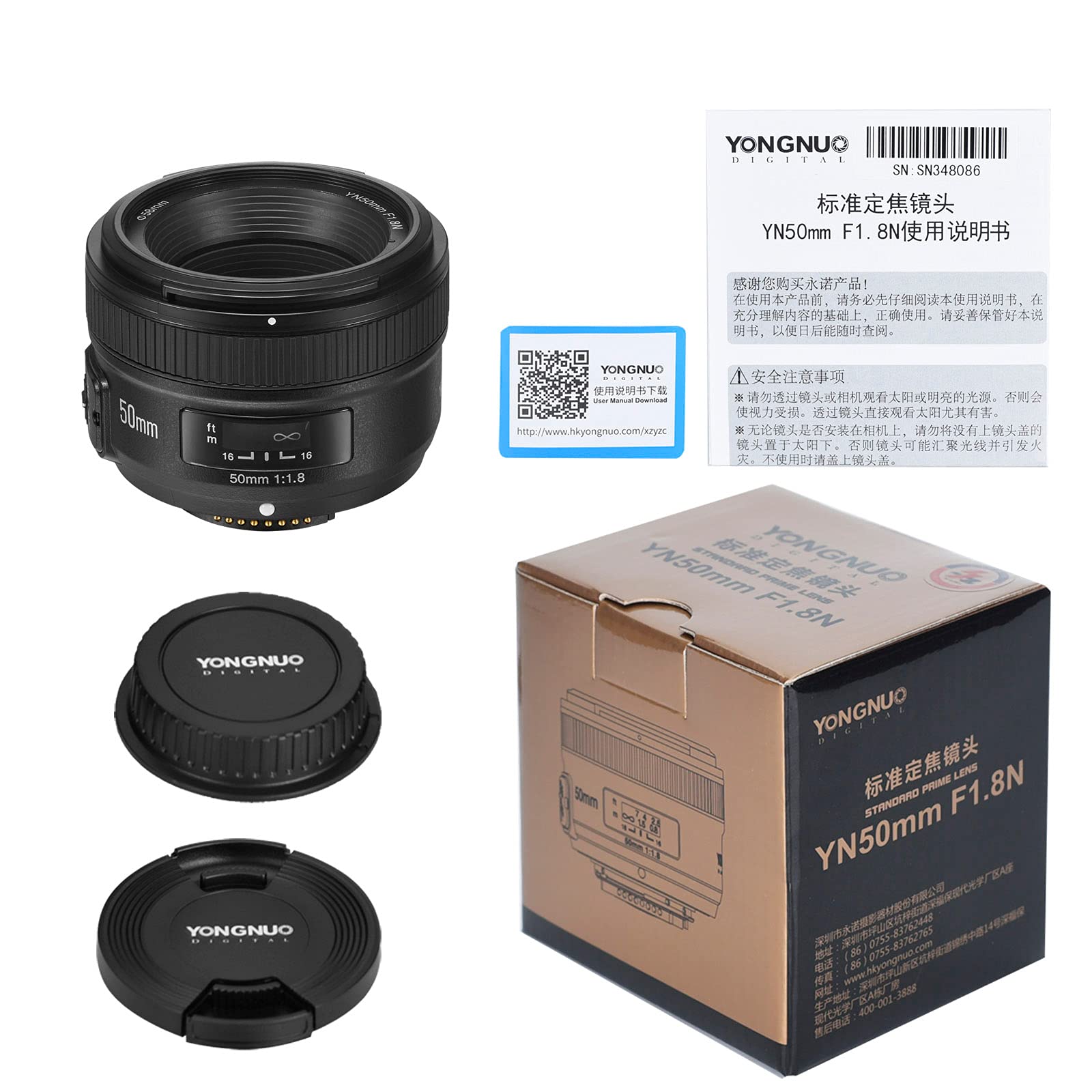 YONGNUO YN50mm F1.8, Standard Prime Auto Focus Lens for Nikon Full Frame SLR F Mount Cameras