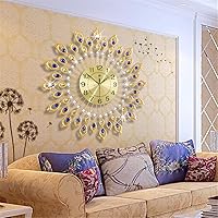 Bidesen Modern Style, Large Peacock Wall Clock, Crystal Luxury Living Room Clock, Creative Personality, Art, Decorative Clock, Mute Wall Clock, Quartz Clock (Colour: GOLD-67)