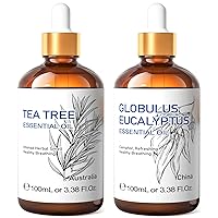 HIQILI Tea Tree Essential Oil and Eucalyptus Essential Oil, 100% Pure Natural for Diffuser - 3.38 Fl Oz