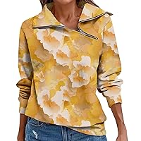 Plus Size Hoodies For Women Sexy Floral Half Zip Pullover Lapel Fashion Vacation Tops Teen Girl Long Sleeve Shirt