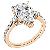 IGI Certified 4.80 cttw Pear & Round White Diamond 3 Stone Engagement Ring for Her in 10K Solid Gold