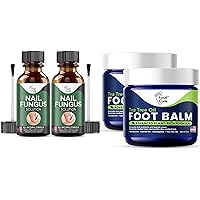 Toenail Renewal Solution Extra Strength Care for Toe Nail & Fingernails & Tea Tree Oil Foot Balm - Foot Moisturizer for Dry Cracked Feet - Instantly Hydrates & Soothes Irritated Skin & Athletes Foot