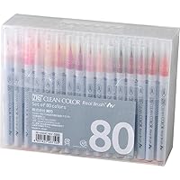 Kuretake ZIG CLEAN COLOR Real Brush 80 Colors set, AP-Certified, Flexible Brush Tip, Professional quality, Odourless, Xylene Free, Easy to creat narrow and wide lines, Made in Japan