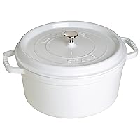 STAUB Cast Iron Dutch Oven 7-qt Round Cocotte, Made in France, Serves 7-8, White